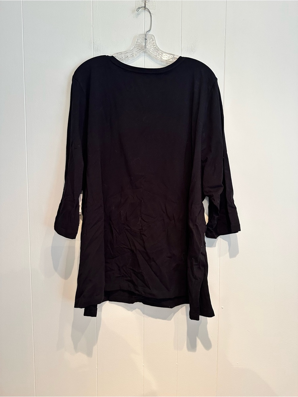 Catherines 3X Black Rhinestone V-Neck Tunic Top 3/4 Sleeve Stretch NWT - Picture 9 of 10